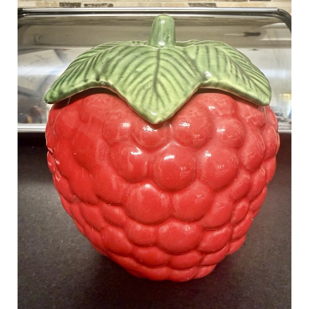 House of Webster Vintage Ceramic Red Raspberry Cookie Jar Eastland Texas 1960's